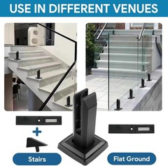 10 PCS Black Stainless Steel Glass Railing Spigots for Indoor/Outdoor Use