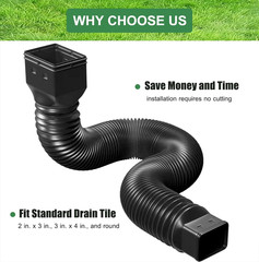 2 Pack Rain Gutter Downspout Extensions Flexible,Down Spout Extender Diverter Ex