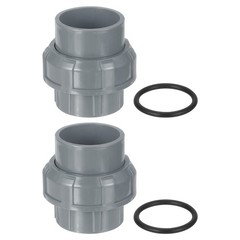 2Pcs PVC Fittings 1-1/2″ with Slide Socket for Union, Gray Color
