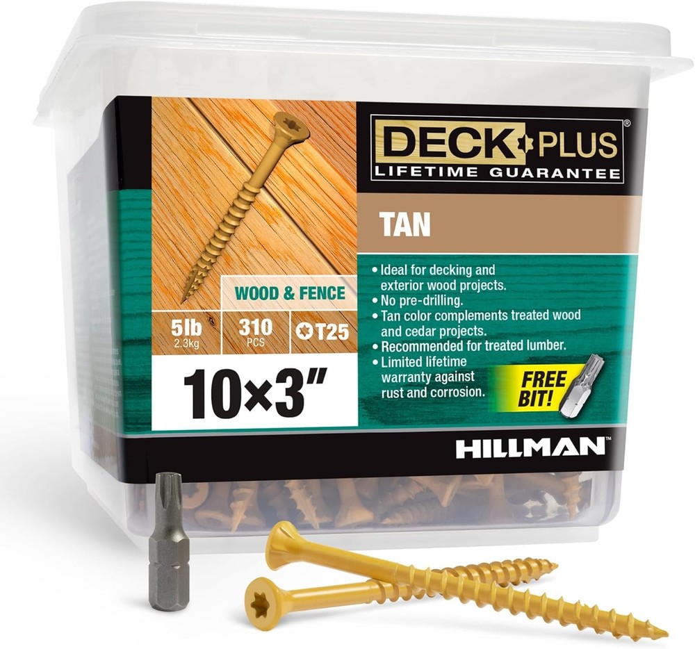 Deck Plus 3 Inch Wood Screws #10 Exterior Epoxy Coated Fence Decking 5lb Box