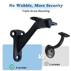 3 PCS 3 Inch 304 Stainless Steel Matte Black Handrail Stair Bracket Support