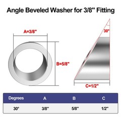 20 PCS 3/8″ ID Angle Washers Cable Railing 30 Degree Beveled Stainless Steel
