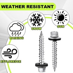 Metal Roofing Screws (1000) #10 x 1-1/2″ Zinc Hex × 1-1/2”,