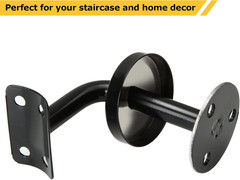 6Pcs Black Stainless Steel Handrail Brackets – Stair Railing Hardware, Wall Moun