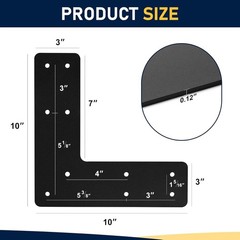 Black Powder Coated L Post Brackets 10×10 for Wood Repair 2 Pack