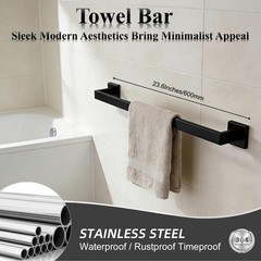 Taun Bathroom Hardware Set 5 Piece Matte Black Bathroom Accessories Set Sus304