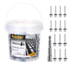 Metal Roofing Screws 10 x 1-1/2 inch, Hex Head 10X1-1/2‘’, Silver Ruspert