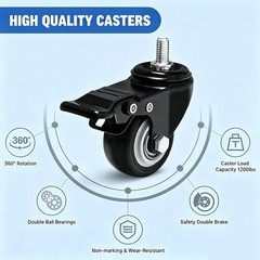 Cambiodv 2 Inch Swivel Caster Wheels Set Of 16 Metric M8 15Mm Threaded Stem