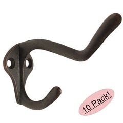 *10 Pack* Designers Impressions Oil Rubbed Bronze Lite Coat & Hat Hook: 57563