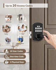 Keypad Door Lock with Handle, Electronic Keyless Entry Door Lock with , Locks…