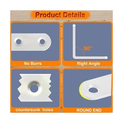 6PCS White L Bracket Heavy Duty Corner Brace – 5×5 inch Stainle… USA FAST SHIP