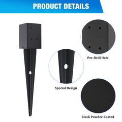 Fence Post Anchor Ground Spike 16″ Length 3.6″ X 3.6″ Fits 4×4 Posts – Easy