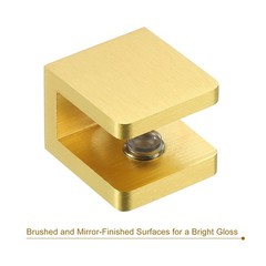 Glass Shelf Clamp, 2Pcs Glass Clip Holder Support for 8-10 mm Thick, Gold