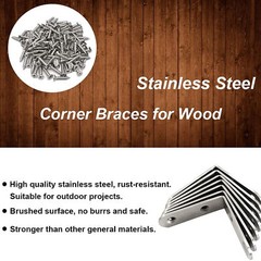 10-100 X 1.5″L-Shaped Bracket Corner Brace Stainless Steel Right Angle w/Screws