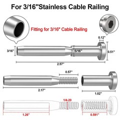 BLIKA 30 Pack 3/16″ Invisible Cable Railing kit, T316 Stainless Steel Silver