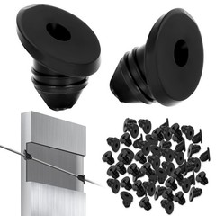 VANESA 100 Pack 30 Degree Black Cable Railing Rubber Grommets Protector black