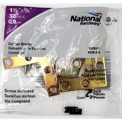 National Hardware Steel Corner Flat Braces 4 Pack 1 1/2 x 3/8 N236-038 Gold