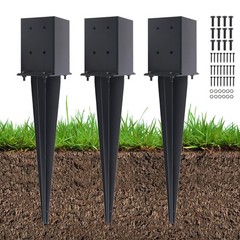 3 Pcs 4″x4″ Fence Post Anchor Ground Spike 22″(Actual 3.6″x3.6″) Heavy Duty M…