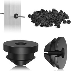 60 Pack Cable Railing Rubber Grommets 1/8″ 5/32″ 3/16″ Cables for Metal Black