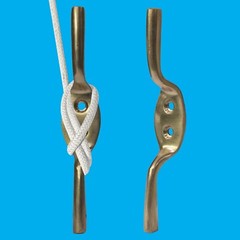 1x 4″ Inch (100mm) Solid Brass Cleat Hook, Flag Pole Rope Halyard Washing Line