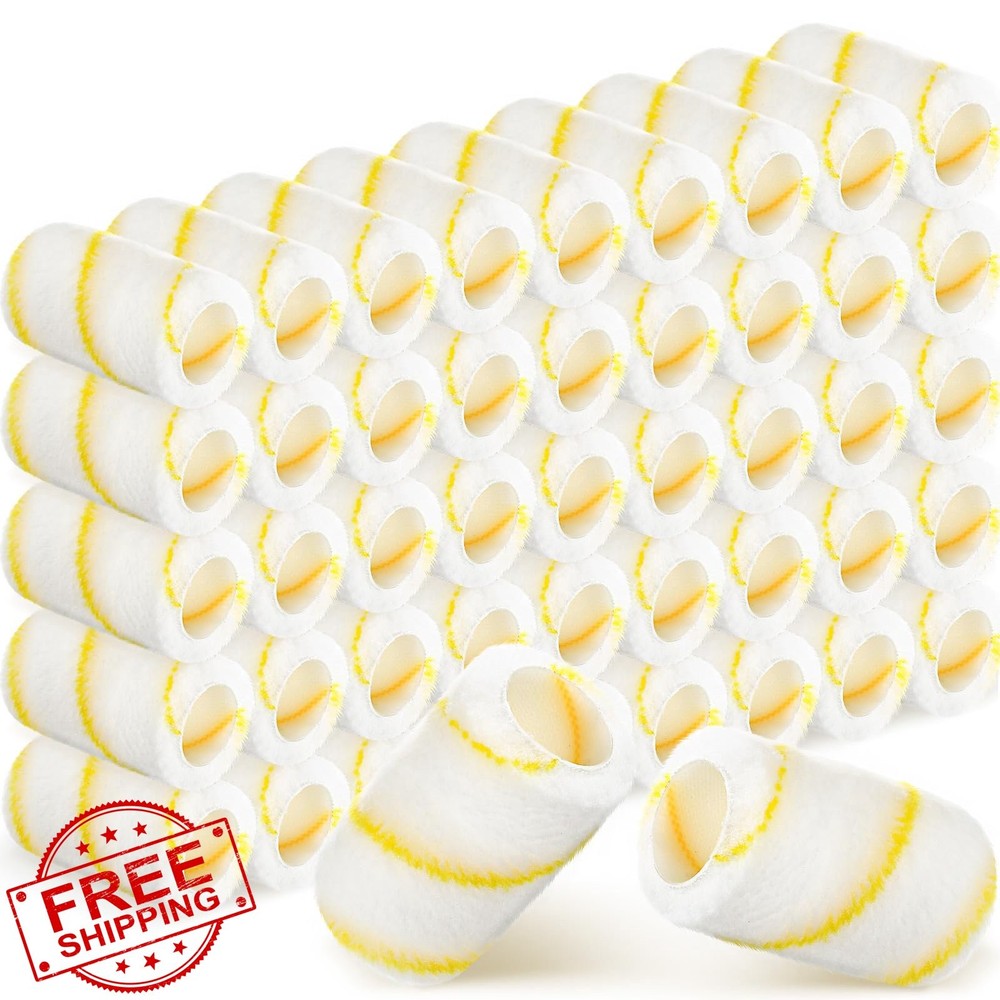 Pinkunn 48pk 4″x3/8″ Microfiber Roller Covers Yellow White