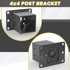 TAYORY 4×4 Post Base 2 Pcs, 12 Gauge 4×4 Post Bracket Inner Size3.6″x3.6″, Bl…
