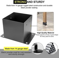 6X 6 Post Base 3 PCS,Inner Size 5.6″x5.6″Deck Post Base,Heavy Duty Metal Black