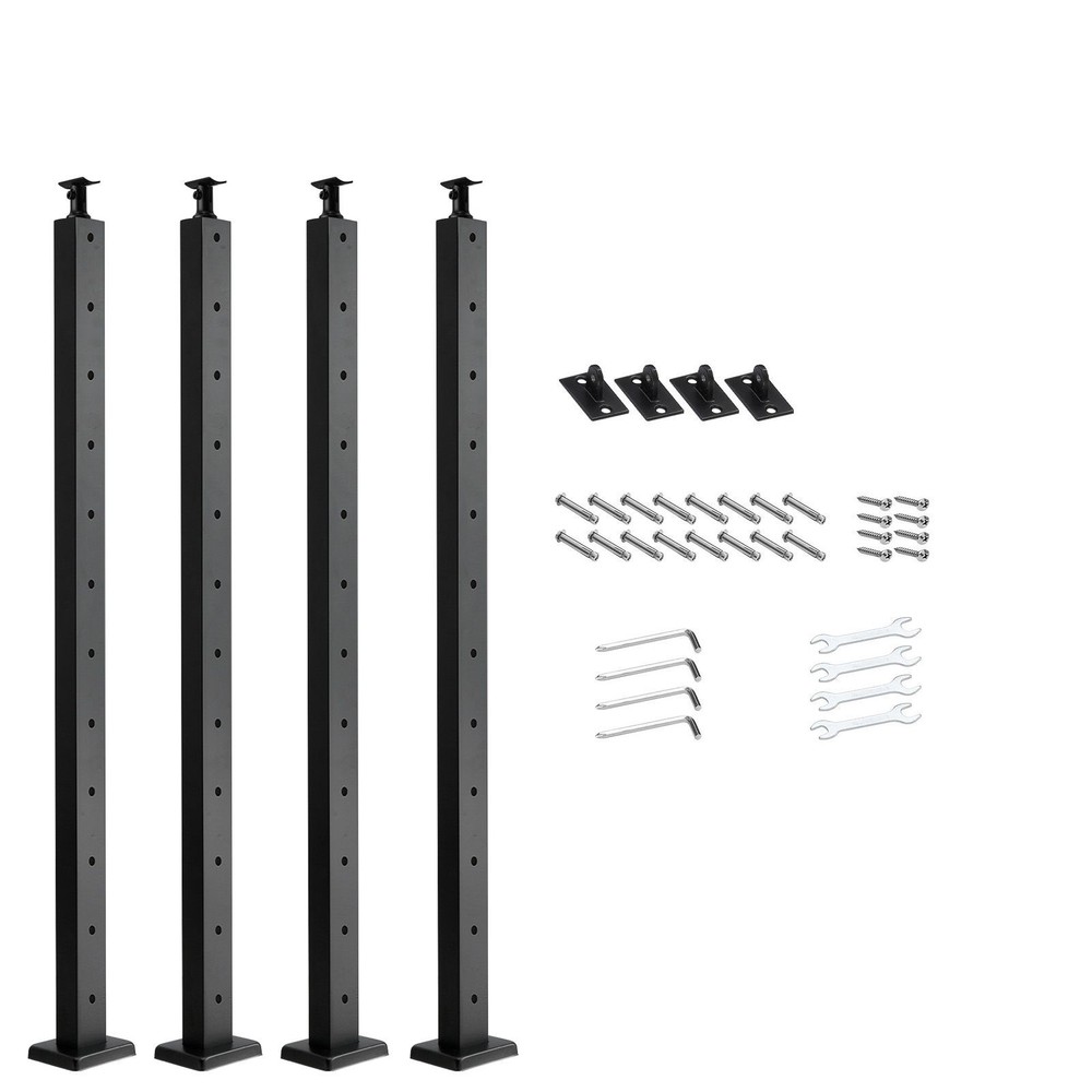 4-Pack Stainless 42in Railing Post Horizontal Holes Black