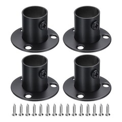 4Pcs Stainless Steel Closet Rod Brackets 3/4 Inch Black