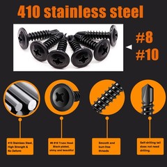 weideer 1095pcs Self Tapping Screws for Metal, Truss Head and Pan Head, Black