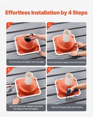 2 Pcs Metal Roof Pipe Flashing Boot Fit 6-1/4″ – 11-3/4″ Pipe High Temp Silicone