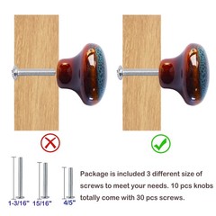 Perphin Vintage Blue Cabinet Knobs 10 Pack Glazed Small(33 mm), 10