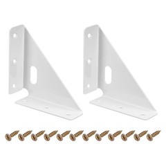 2Pack Angle Corner Brackets 86mm Cold Rolled Steel Braces Joining Support White