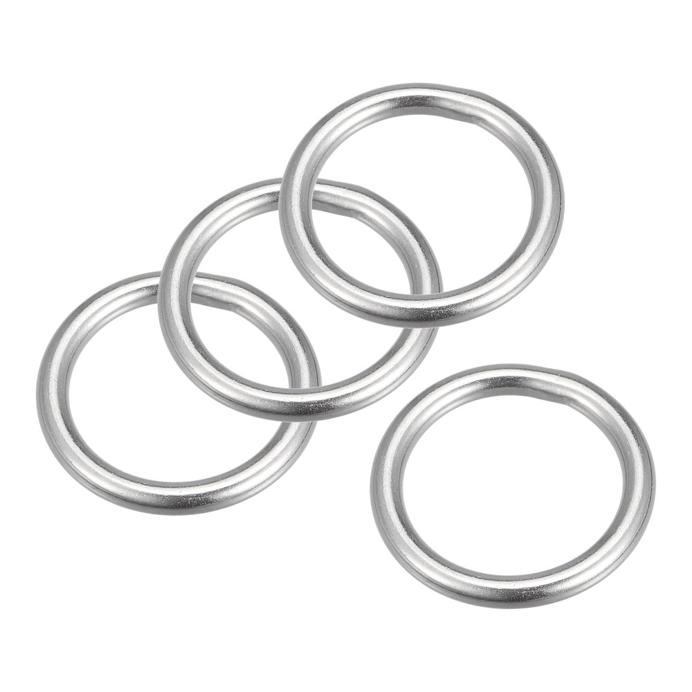 316 Stainless Steel Round Ring Welded O-Rings 25mm(0.98″) ID 4mm Thick 4 Sets