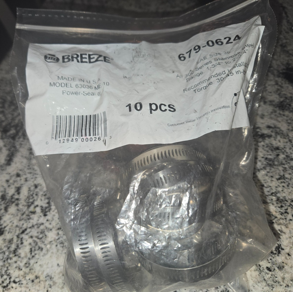 10 PC.S Breeze 63036 Marine ALL SS Hose Clamps Dia: 1-13/16″ – 2-3/4″ USA MADE