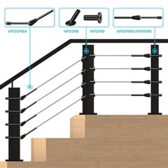 Cable Railing Kit Hardware System for Deck Stairs, T316 Stainless Steel Black