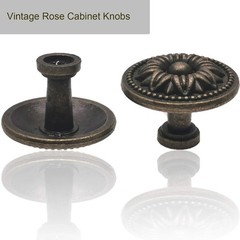 Vintage Flower Shape Cabinet Drawer Knobs, Antique Bronze
