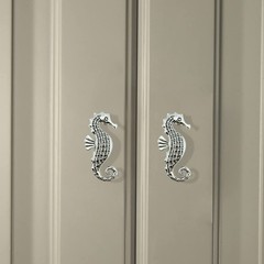 LLDYNW 6 pcs Seahorse Knobs Dresser Ocean Cabinet Antique Silver