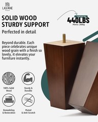 La Vane 10″ Solid Wood Furniture Legs Set of 4 – Square Pyramid Walnut