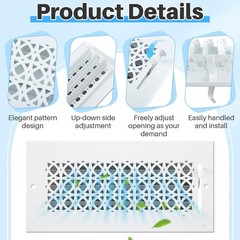 6 Pcs Metal 10 x 4 Inch (Interior Size) White Vent Cover Ceiling Register Dec…