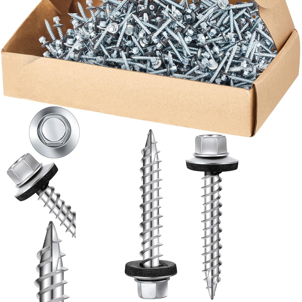 Metal Roofing Screws (1000) #10 x 1-1/2″ Zinc Hex × 1-1/2”,