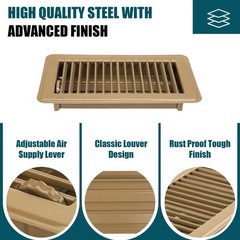 VOISEN Floor Register 4×8, 4 Pack Floor Vent Covers, Steel Adjustable Air Sup…