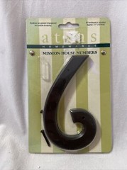 Atlas Homewares RCN6 Aged Bronze Mission Address House Number 6 BLACK 5.5”