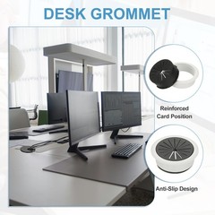4 Pcs 2″ Desk Grommet Plastic Flexible Desk Hole Cover Cable Grommet White