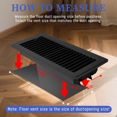 4 x 10 Floor Register Black Floor Vent Cover for Home Heavy Duty Metal Air Ve…