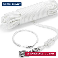 3/8″100Ft Flag Pole Rope Kit, Polyester Halyard Flag Rope with 2 Pcs 3.5″Stainle