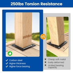 Muzata 10Pack 3.5″x3.5″ Wood Post Plate Connector Deck Post Base Plate Wood F…