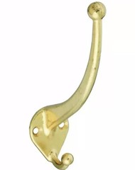 Lot Of 2 National Hardware N243-741 164 Garment Hooks, Brass Finish USA Made