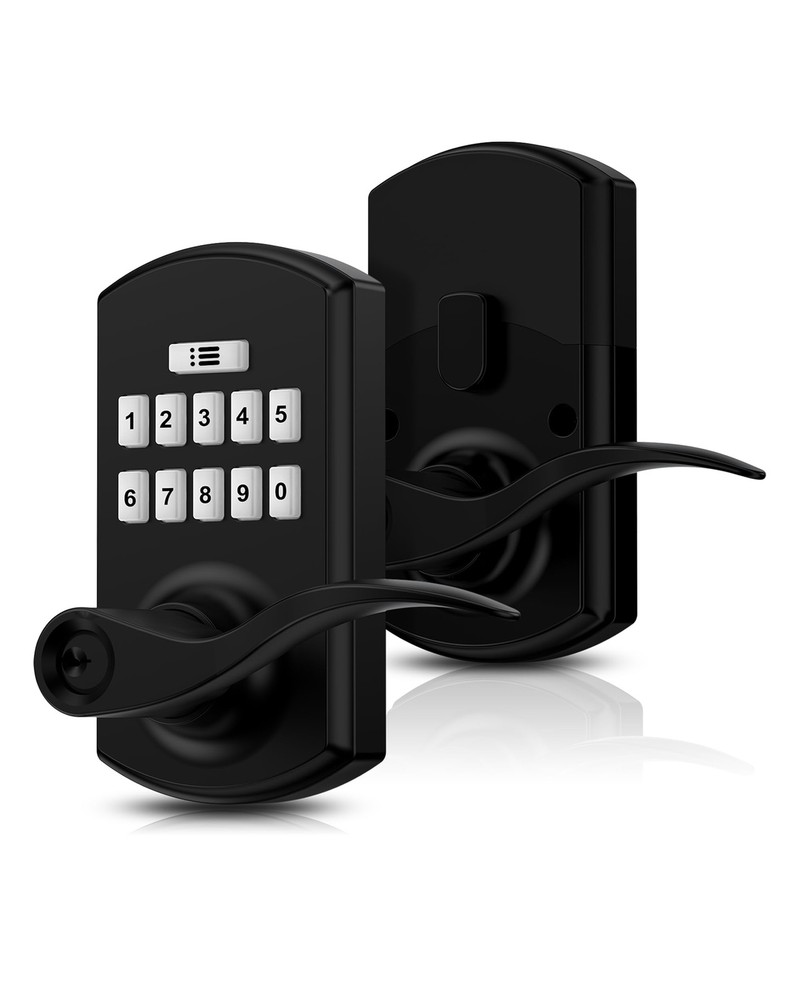 Keypad Door Lock with Handle, Electronic Keyless Entry Door Lock with , Locks…
