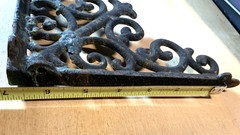 Lot Of 2 Rusty Victorian style Cast Iron Shelf L Brackets Fleur de lis Filigree
